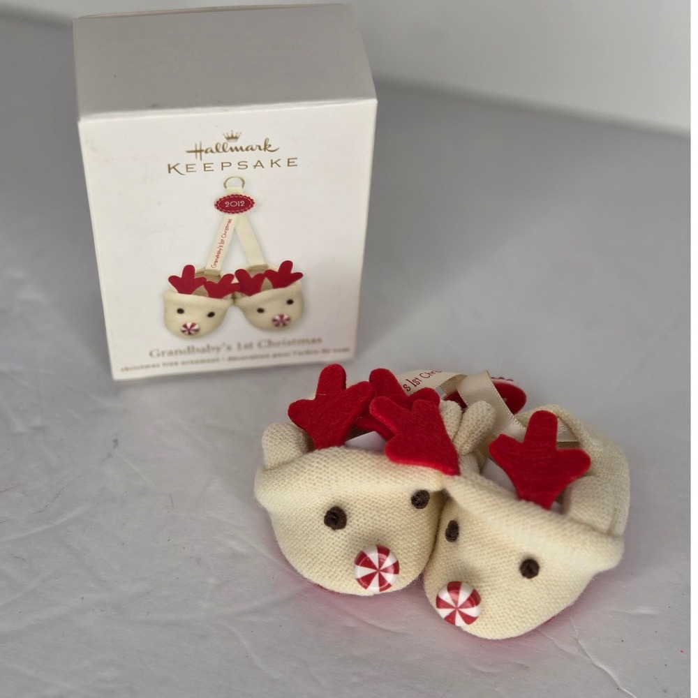 Hallmark Keepsake 2012 Grandbabys 1st Christmas Reindeer Booties Ornament